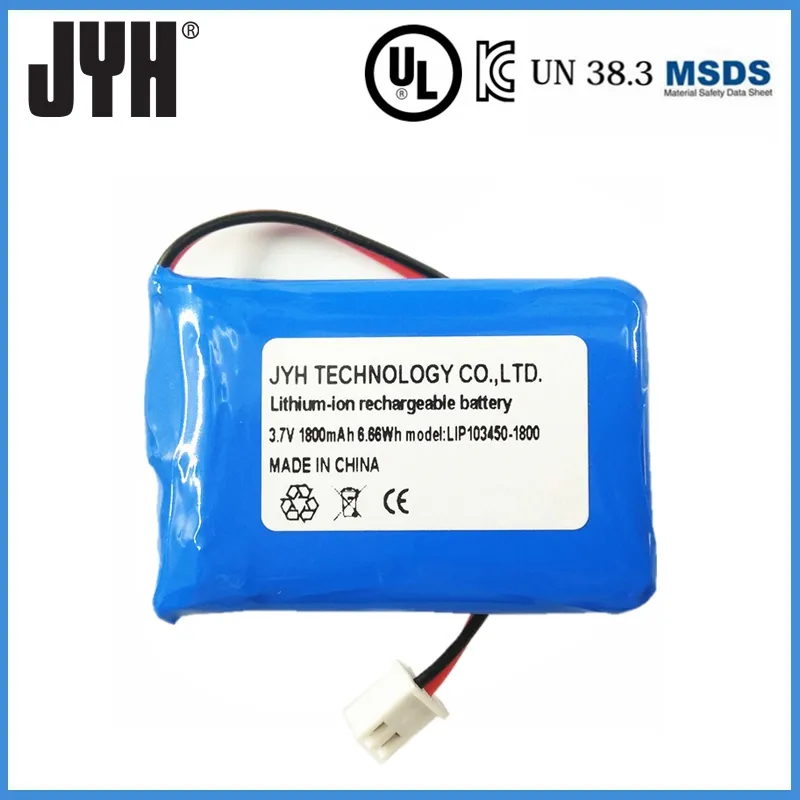 Lip103450 3.7V 1800mAh 8.66wh Rechargeable Li-Polymer Battery Pack