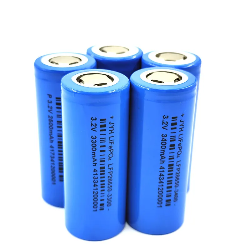3.2V LFP26650 Rechargeable LiFePO4 Battery for Emergency Light with 3000mAh 3200mAh 3300mAh 3400mAh 3600mAh 4000mAh
