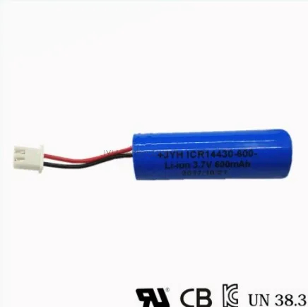 Icr14430-600-1s1p Icr 14430 Li-ion Battery 600mAh Rechargeable Battery Pack