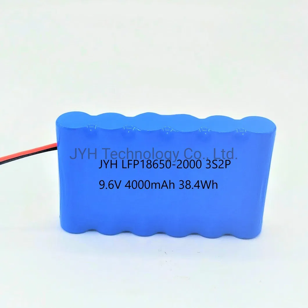 LFP18650-2000 LiFePO4 Battery Pack 3s2p 9.6V 4000mAh 38.4wh